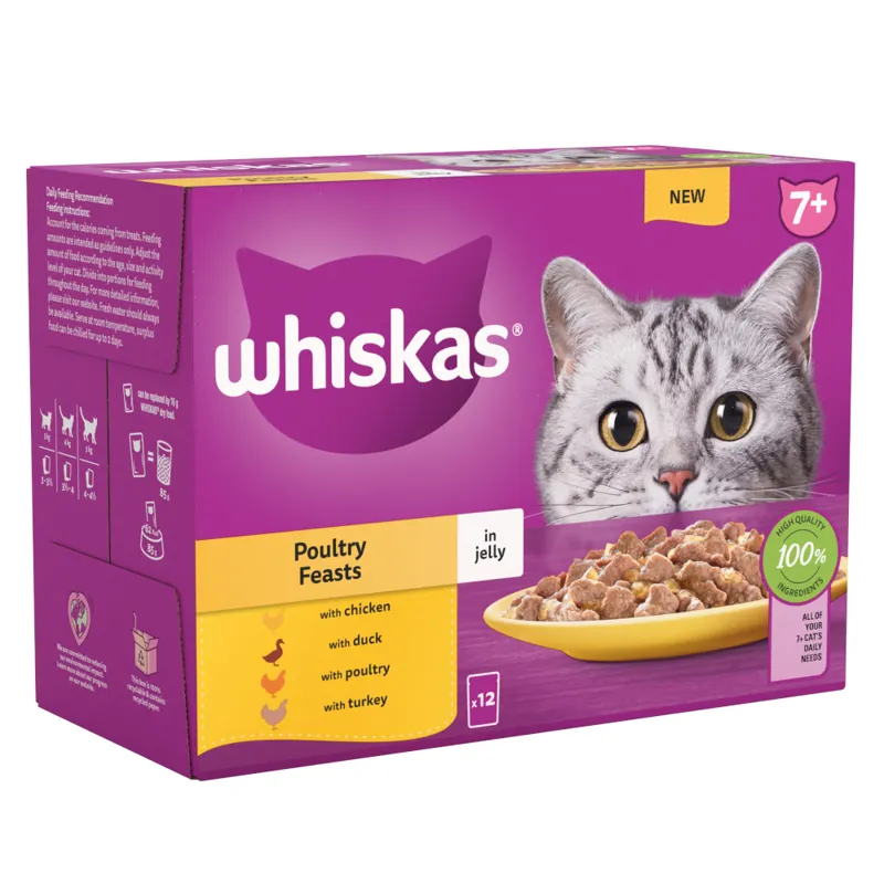 Whiskas Pouches Senior 7+ Poultry Feasts in Jelly 12 x 85g